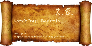 Korányi Beatrix névjegykártya