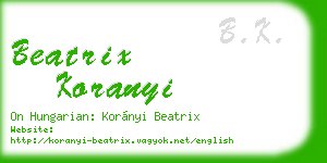 beatrix koranyi business card